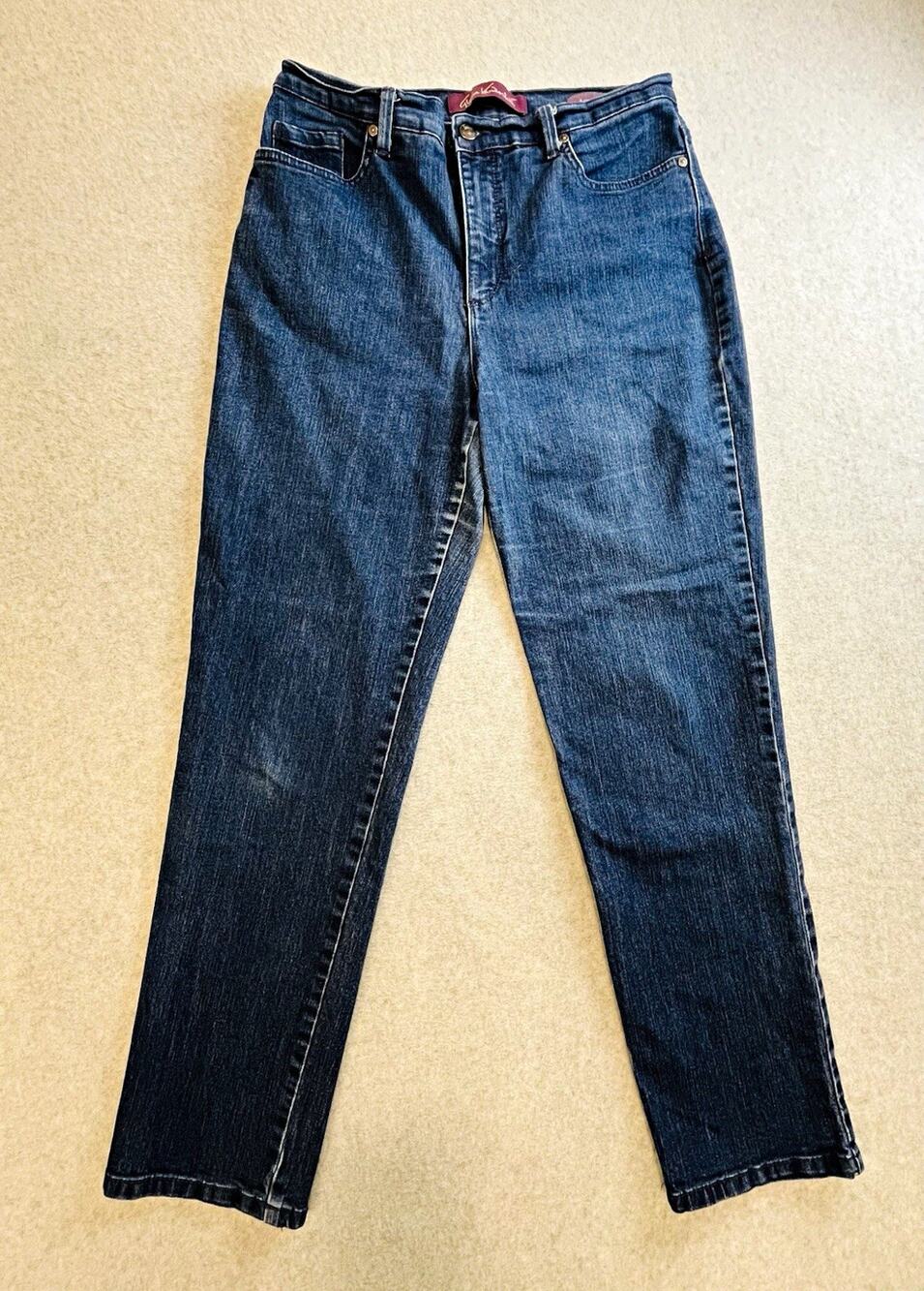 Gloria Vanderbilt Women’s Blue Solid Denim Jeans 5-Pocket Button Zip Sz 10